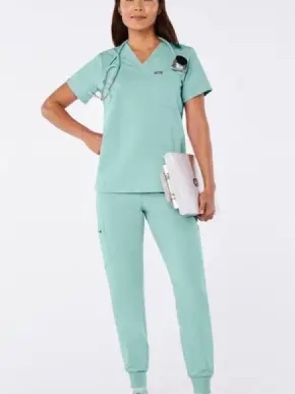 Figs Limited Edition Scrub Top in Seaglass small